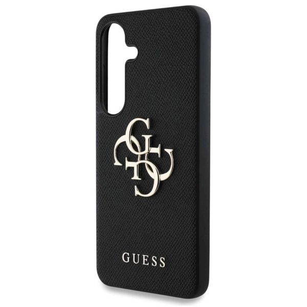 Guess Coque 4G Metal Logo Saffiano Samsung Galaxy S25 Plus - Noir
