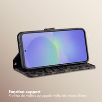 Selencia Étui de télephone portefeuille imprimé léopard Sabi Samsung Galaxy A36 / A56 - Midnight Black