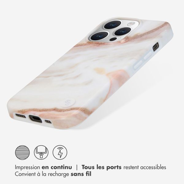 Selencia Aurora Coque Fashion iPhone 15 Pro - Coque durable - 100% recyclée - Marbre Blanc