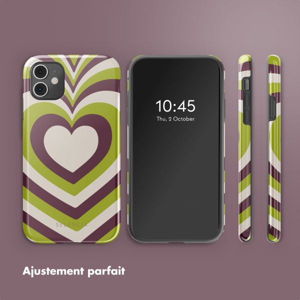 Selencia Coque arrière Vivid Apple iPhone 11 - Double Hearts Plum Fern