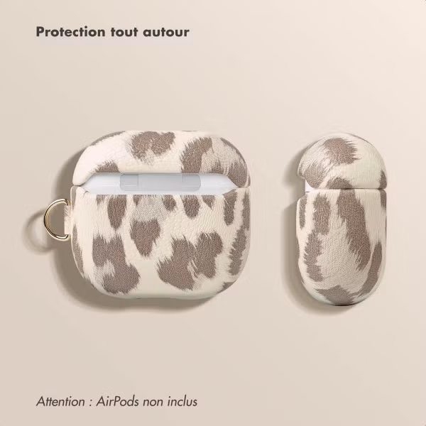 Selencia Coque Sabi Apple AirPods 4 - imprimé léopard - Soft Ivory