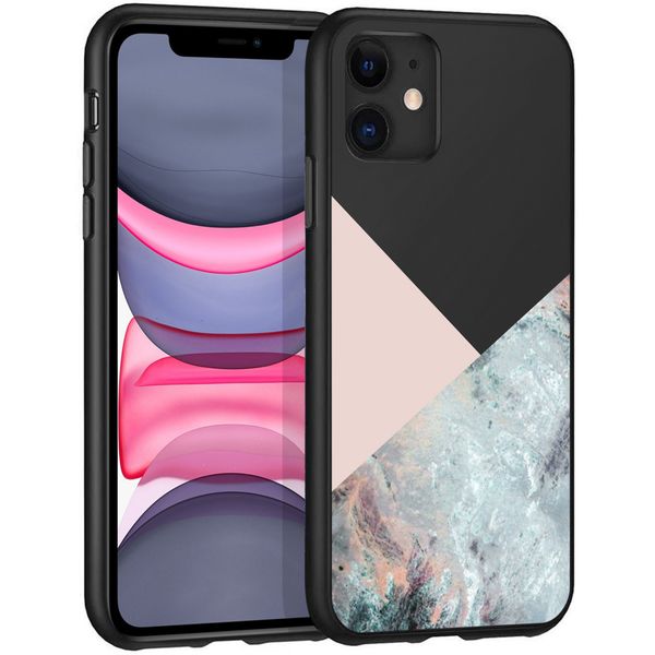 imoshion Coque Design iPhone 11 - Marbre - Rose / Noir