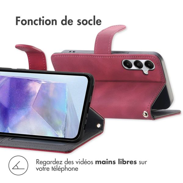 imoshion Etui de téléphone portefeuille avec cordon Samsung Galaxy A55 - Rouge