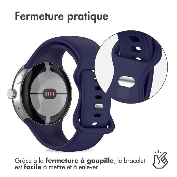 imoshion Bracelet en silicone Google Pixel Watch / Watch 2 / Watch 3 (41 mm) - Taille L - Bleu foncé