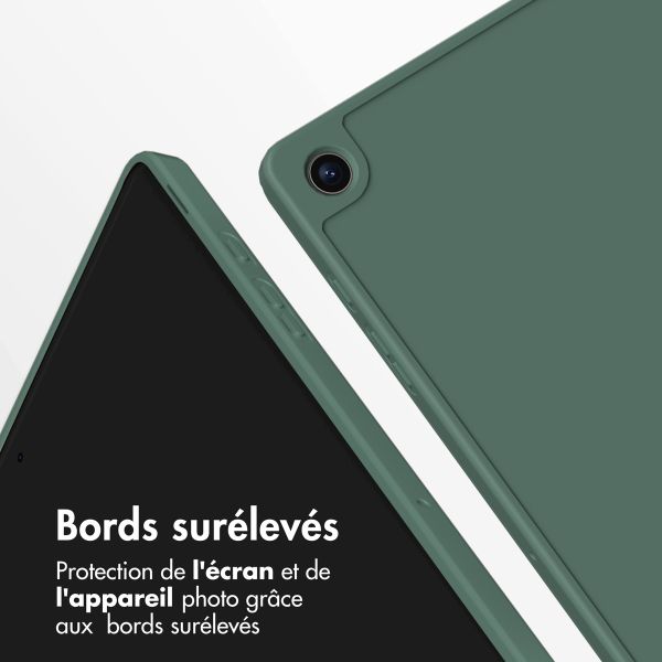 Accezz Étui de téléphone portefeuille Smart Silicone Samsung Galaxy Tab A9 Plus - Vert foncé