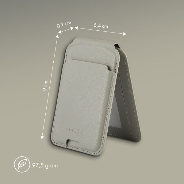 Accezz Portefeuille en cuir avec support - Compatible avec MagSafe et Qi2 - Light Grey