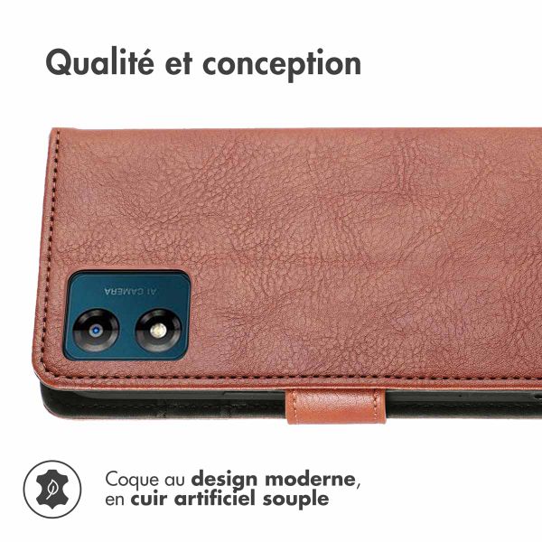 imoshion Étui de téléphone portefeuille Luxe Motorola Moto E13 - Brun