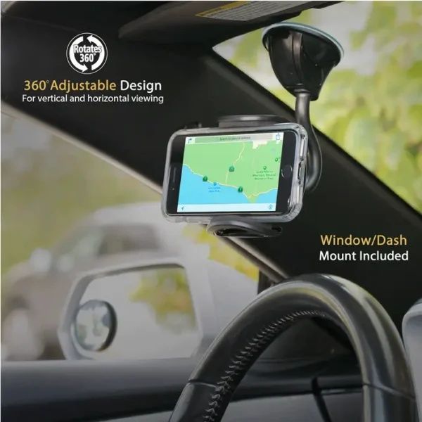 Scosche Support de téléphone StuckUp™ 4-in-1 pour voiture - Universel - Tableau de bord / Pare-brise / Grille de ventilation / Porte-gobelet - Noir
