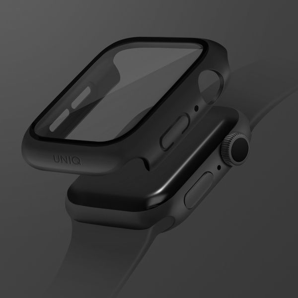 Uniq Nautic Coque Apple Watch avec protection d'écran en Verre Trempé Étanche Apple Watch 7-9 / SE - 45 mm - Midnight Black