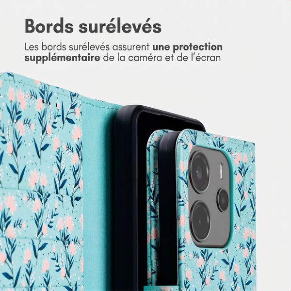 imoshion Étui de télephone portefeuille Design Xiaomi Redmi Note 14 (4G) - Blue Flowers