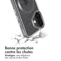 imoshion Coque arrière transparente Pailletée avec MagSafe Apple iPhone 16 - Argent