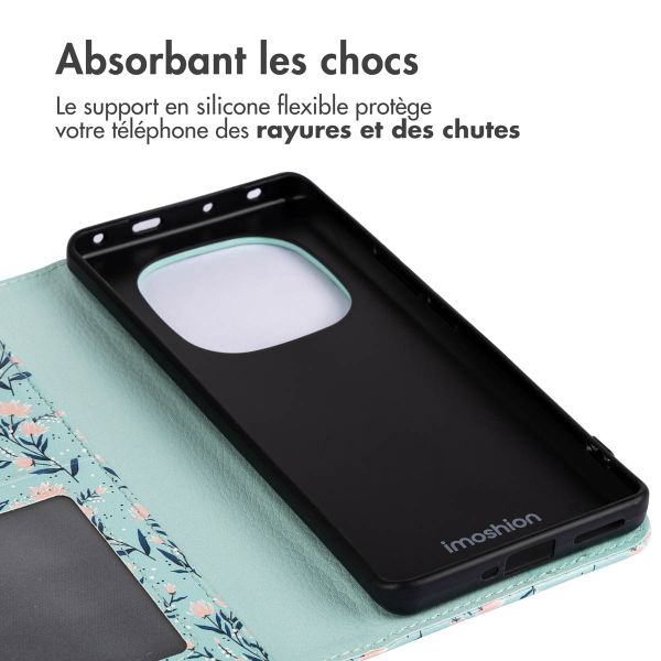 imoshion Étui de téléphone portefeuille Design Xiaomi Redmi Note 14 Pro Plus (5G) - Blue Flowers