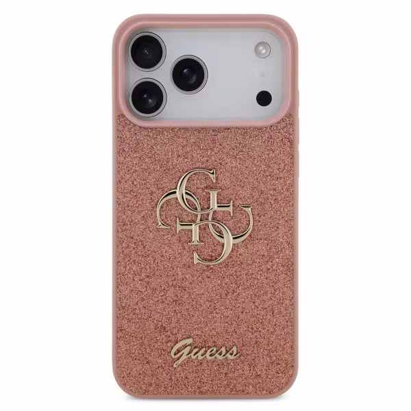 Guess Coque 4G Metal Logo Glitter Apple iPhone 17 Pro - Rose