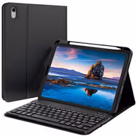 Accezz Étui de tablette portefeuille Bluetooth Clavier AZERTY Apple iPad 11 (2025) 11 pouces A16  / iPad 10 (2022) 10.9 pouces - Noir