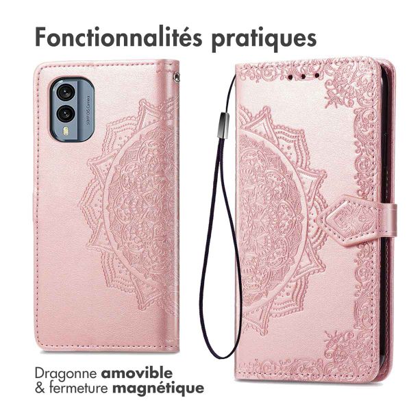 imoshion Etui de téléphone portefeuille Mandala Nokia X30 - Rose Dorée