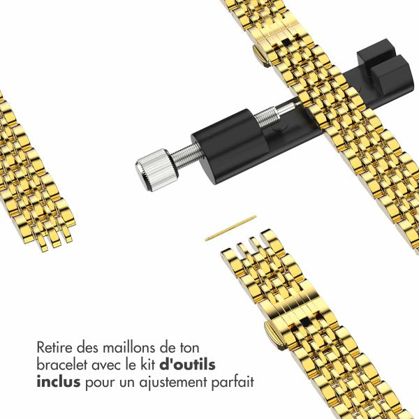 Selencia Bracelet en acier slim style Jubilee Apple Watch Series 1 t/m 9 / SE (38/40/41 mm) | Series 10 / 11 (42 mm) - Doré
