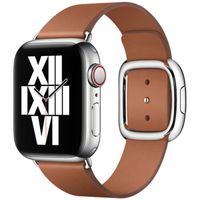 Apple Bracelet Leather Band Modern Buckle Apple Watch Series 1 t/m 9 / SE (38/40/41 mm) | Series 10 / 11 (42 mm) - Taille L - Saddle Brown