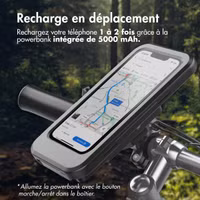 imoshion Support de téléphone pour vélo avec powerbank – résistant aux éclaboussures – 5000 mAh – Noir