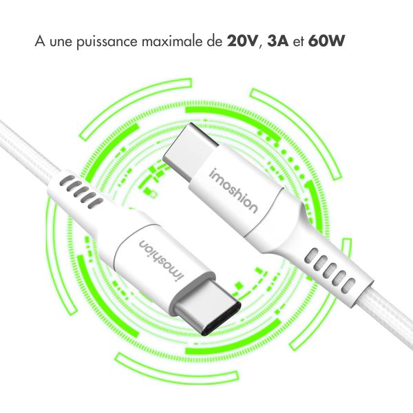 imoshion Braided USB-C vers câble USB-C - 2 mètre - Blanc