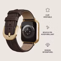 Burga Bracelet en cuir véritable Apple Watch Series 1 - 11 / SE / Ultra (44/45/46/49 mm) - Espresso / Gold