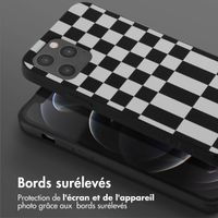 Selencia Coque design en silicone avec cordon amovible Apple iPhone 12 (Pro) - Irregular Check Black