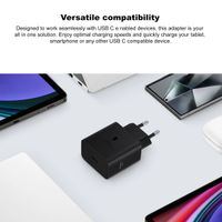 Samsung Adaptateur secteur original avec câble USB-C - Chargeur - Connexion USB-C et USB - Charge rapide - 45 Watt - 1,8 mètres - Noir