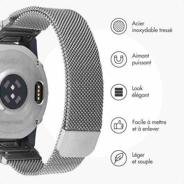 imoshion Bracelet QuickFit® Milanais  - Connexion Garmin 22 mm - Taille L/XL - Argent