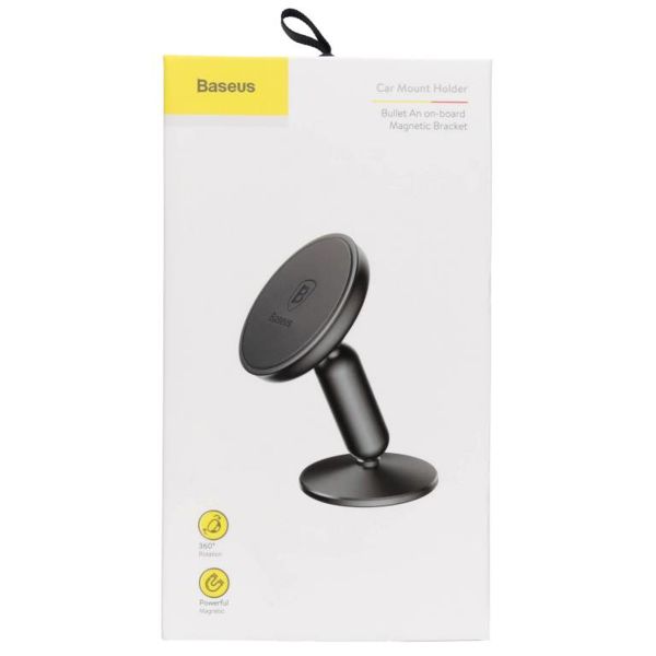 Baseus Magnetic Car Mount Samsung Galaxy S8 - Support de téléphone pour voiture - Tableau de bord ou pare-brise - Magnétique - Noir