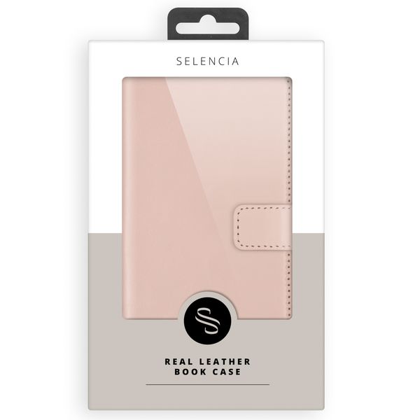 Selencia Étui de téléphone portefeuille en cuir véritable iPhone 14 - Dusty Pink