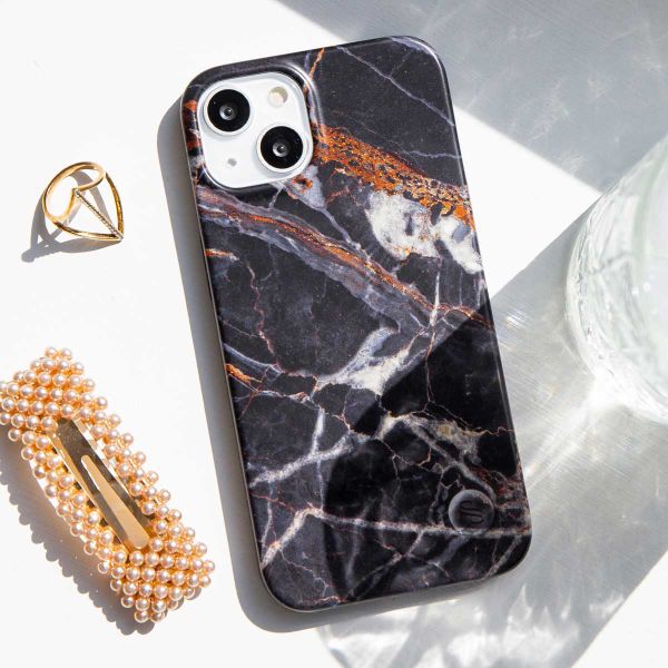 Selencia Aurora Coque Fashion iPhone 15 - Coque durable - 100% recyclée - Marbre Noir