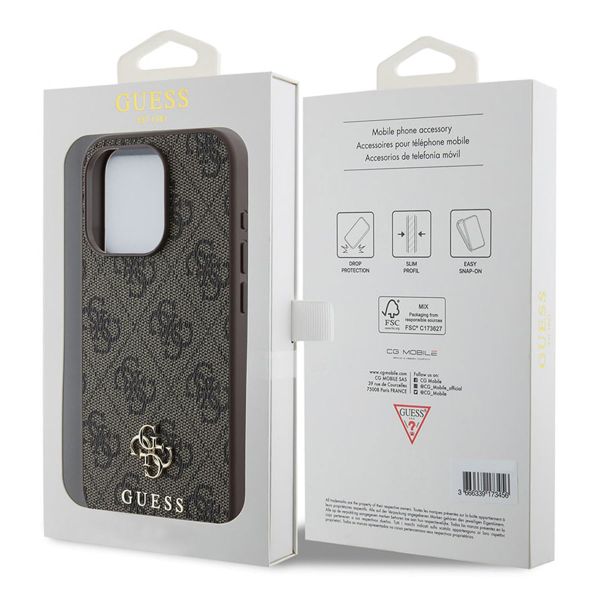 Guess Coque 4G Metal Logo MagSafe iPhone 15 Pro - Brun