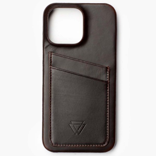 Wachikopa Coque Full Wrap C.C. avec 2 porte-cartes iPhone 15 Pro Max - Dark Brown