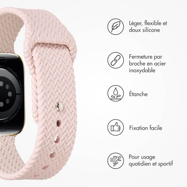 imoshion Bracelet tressé en silicone Apple Watch Series 1 t/m 9 / SE (38/40/41 mm) | Series 10 / 11 (42 mm) - Rose