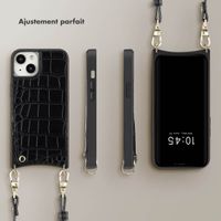 Selencia Coque Croco avec cordon et porte-cartes Nova iPhone 13 - Black