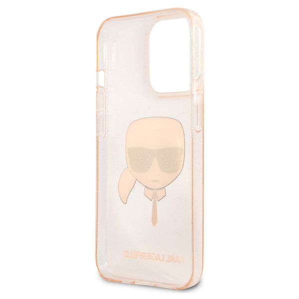 Karl Lagerfeld Coque arrière Karl's Head Silicone Glitter iPhone 13 Pro - Transparent Dorée