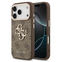 Guess Coque 4G Metal Logo Backcover Apple iPhone 17 Pro Max - Gold Edge - Brown