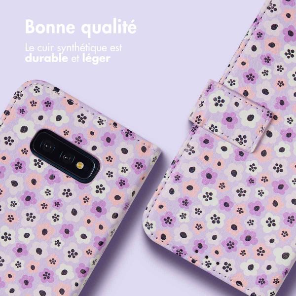 imoshion Étui de télephone portefeuille Design Samsung Galaxy S10e - Purple Flowers