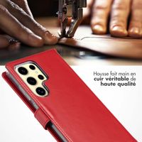 Selencia Étui portefeuille en cuir véritable Samsung Galaxy S25 Ultra - Rouge