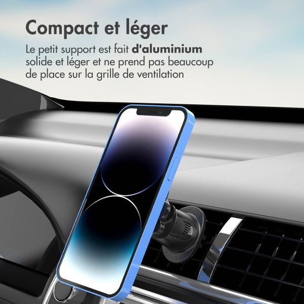 Accezz EasyLock Support de téléphone de voiture - Avec coque Apple iPhone 13 - Grille de ventilation - Rotation à 360 degrés - Noir