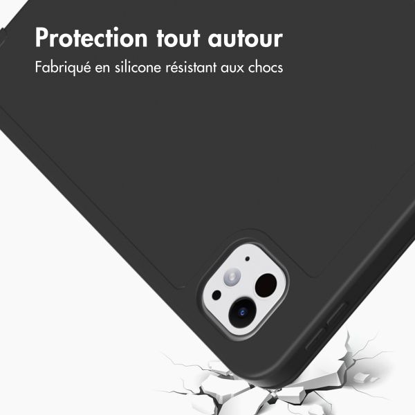 Accezz Coque tablette portefeuille Smart Silicone iPad Pro 11 (2024) M4 - Noir