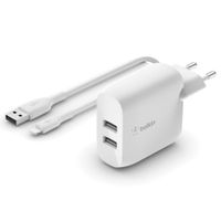 Belkin Boost↑Charge™ Dual USB Wall Charger iPhone 5 / 5s + câble Lightning - 24W - Blanc