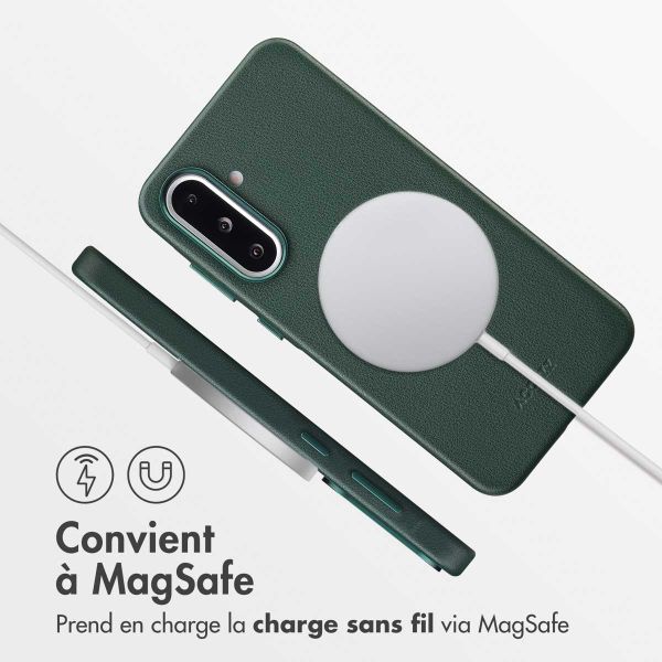 Accezz Coque arrière en cuir avec MagSafe Samsung Galaxy A36 / A56 - Cedar Green