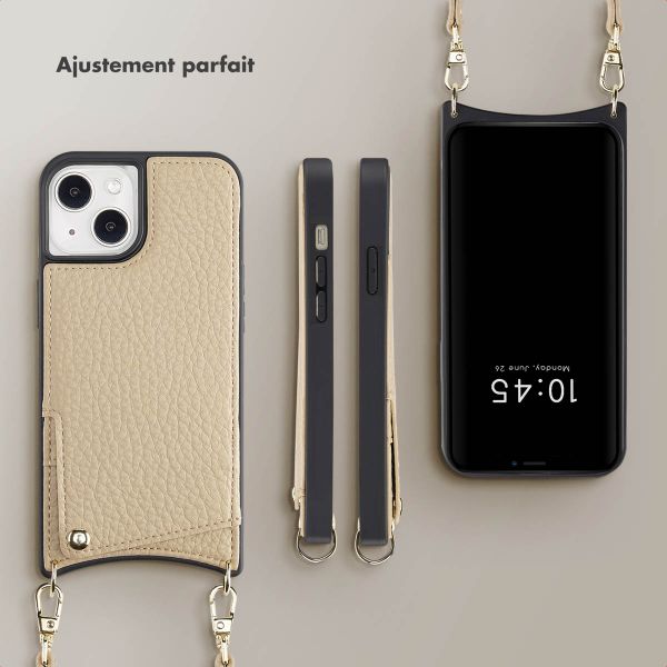 Selencia Coque arrière avec cordon et porte-cartes Nova iPhone 13 - Beige