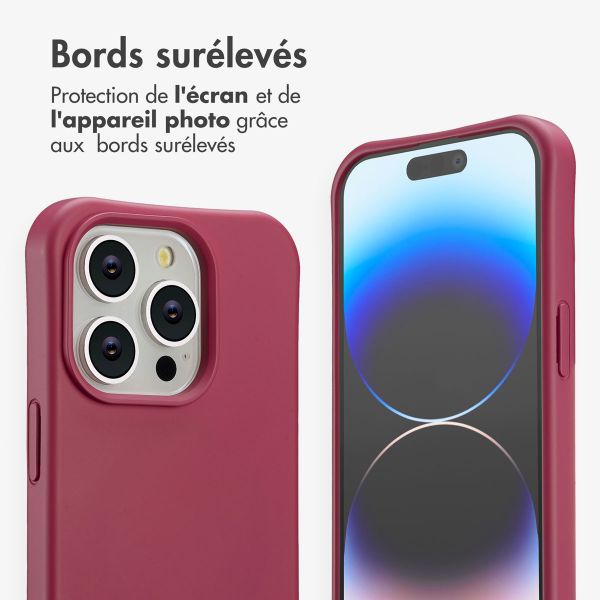 imoshion Coque arrière Color avec cordon amovible et MagSafe Apple iPhone 14 Pro - Raspberry