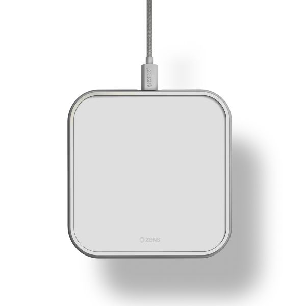 Zens Aluminium Single Wireless Charger - Chargeur sans fil pour Apple et Samsung - 10 watts - Blanc