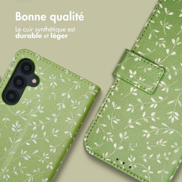 imoshion Étui de télephone portefeuille Design Samsung Galaxy A54 (5G) - Green Flowers