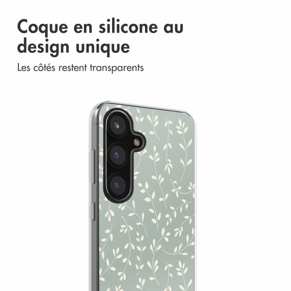 imoshion Coque design pour Samsung Galaxy S25 - Smoke Green Flowers