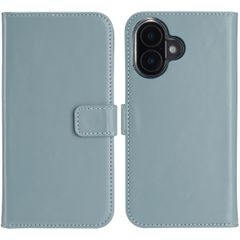 Selencia Étui de téléphone portefeuille en cuir véritable iPhone 16 - Air Blue