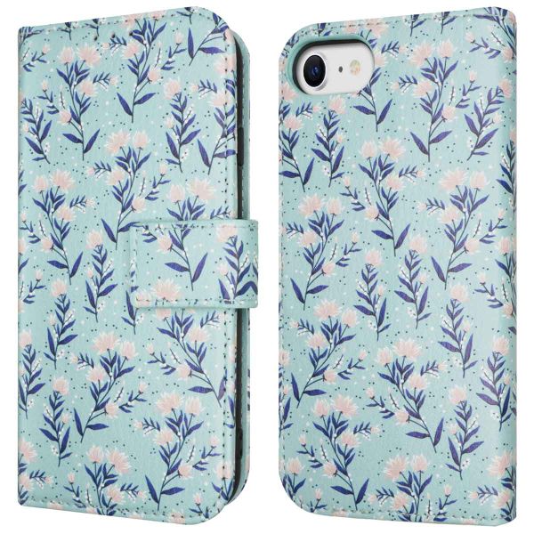 imoshion Étui de télephone portefeuille Design Apple iPhone SE (2022 / 2020) / 8 / 7 / 6(s) - Blue Flowers