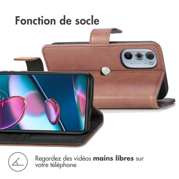 imoshion Étui de téléphone portefeuille Motorola Edge 30 Pro / Edge Plus (2022) - Brun